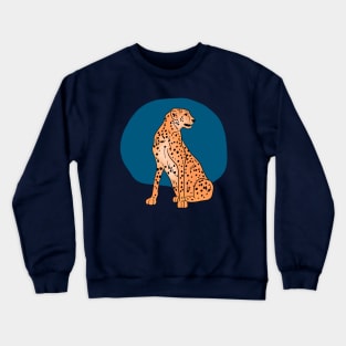 The Fastest One, Blue Edition, Cheetah Illustration Crewneck Sweatshirt